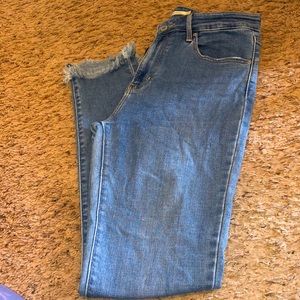 Tall jean!! Long inseam. Gently used high waist Levi’s with distressed hem.